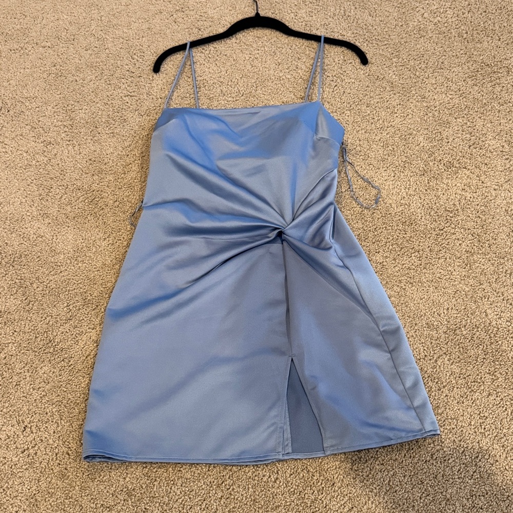 Topshop Blue Satin mini Dress size US 4